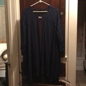 Beautiful blue on blue dress w/lace sleeves NWT